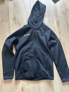 CCM Black Hooded Full-Zip Fleece Jacket